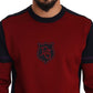 Elegant Burgundy-Blue Wool Jumper