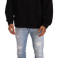 Elegant Black Hooded Pullover Sweater