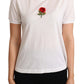 Elegant White Rose Embellished Tee