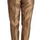 Elegant Tapered Silk Trousers in Gold