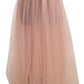 Elegant Pink Mesh Pleated Floor-Length Skirt