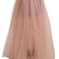 Elegant Pink Mesh Pleated Floor-Length Skirt