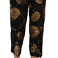Opulent Black and Gold Floral Capri Pants