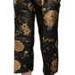Opulent Black and Gold Floral Capri Pants