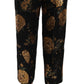 Opulent Black and Gold Floral Capri Pants