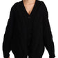 Elegant Black Virgin Wool Cashmere Cardigan