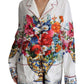 Elegant Floral Silk Pajama Lounge Shirt