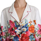 Elegant Floral Silk Pajama Lounge Shirt