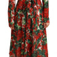 Elegant Floral V-Neck Silk Midi Dress