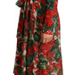 Elegant Floral V-Neck Silk Midi Dress