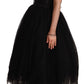 Elegant Black Tulle Midi A-Line Dress