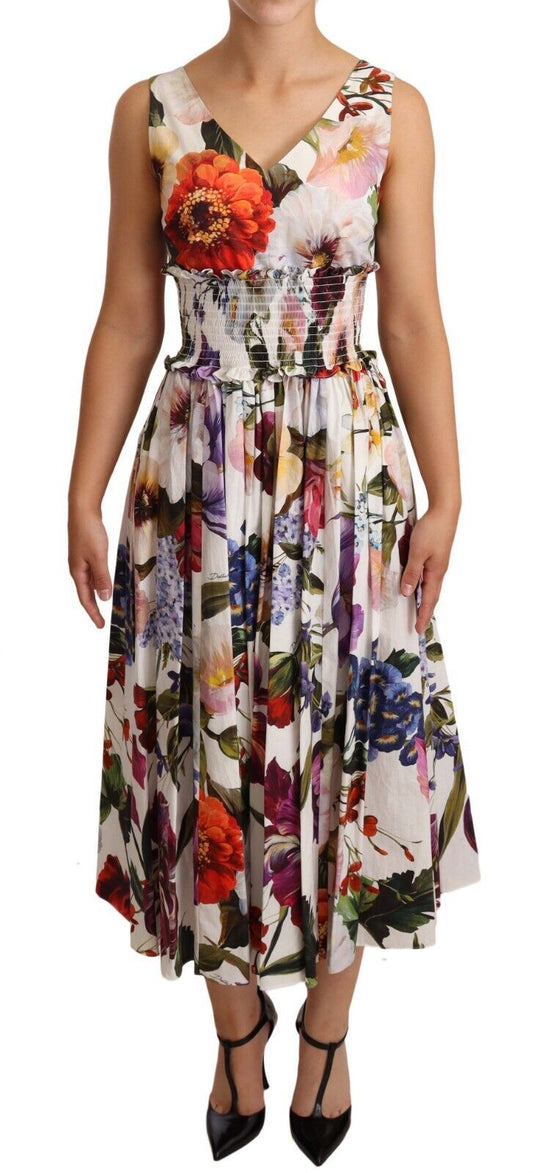 Elegant White Floral A-Line Dress