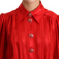Elegant Scarlet Silk Midi A-Line Dress