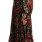 Elegant Silk Leopard Print Maxi Dress with Red Roses