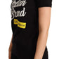 Elegant Black Cotton Tee with Vibrant Logo