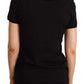 Elegant Black Cotton Tee with Vibrant Logo