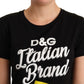 Elegant Black Cotton Tee with Vibrant Logo