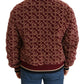Burgundy Fur Bomber Jacket with Logo Print