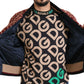 Burgundy Fur Bomber Jacket with Logo Print