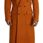 Elegant Orange Wool Trench Coat