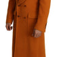 Elegant Orange Wool Trench Coat