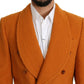 Elegant Orange Wool Trench Coat