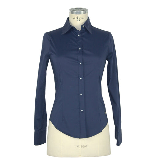 Blue Cotton Women Shirt
