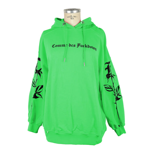 Chic Green Cotton Hooded Sweatshirt with Trendy Print