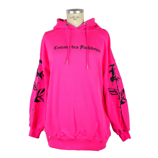 Chic Fuchsia Cotton Hooded Sweatshirt