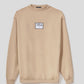 Beige Cotton Logo Sweater - Italian Crafted