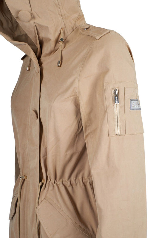 Beige Cotton Women Coat