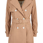 Beige Polyester Women Coat