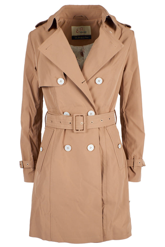 Beige Polyester Women Coat