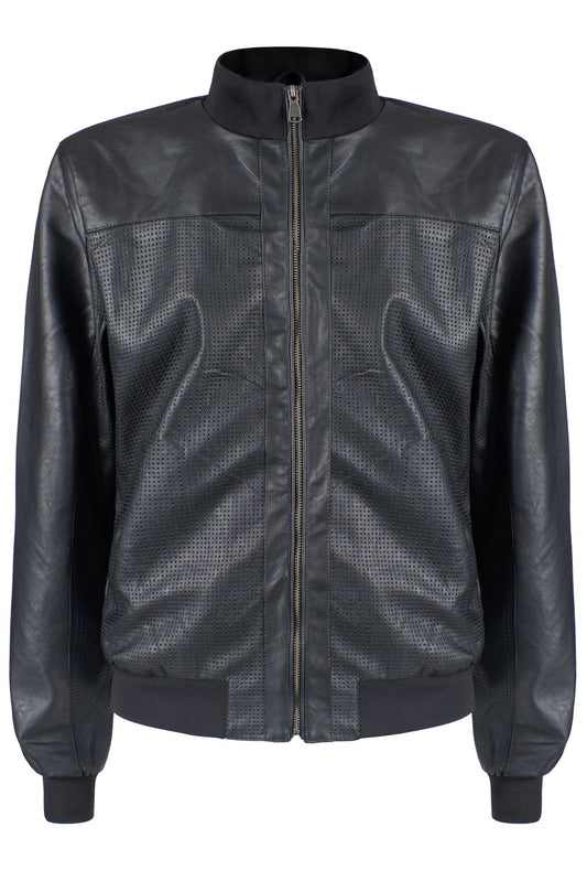 Black Polyurethane Men Jacket