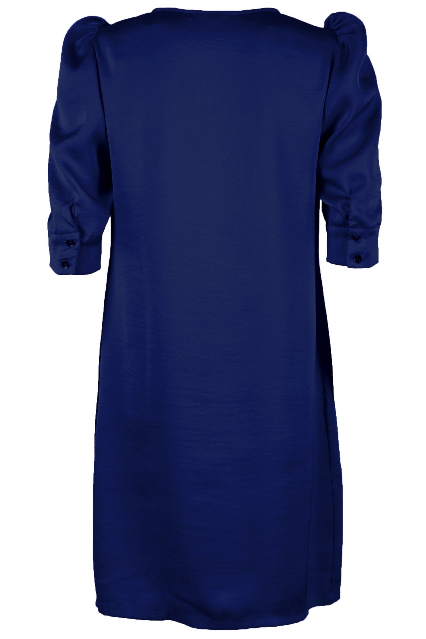 Elegant Dark Blue Dress with Signature Logo