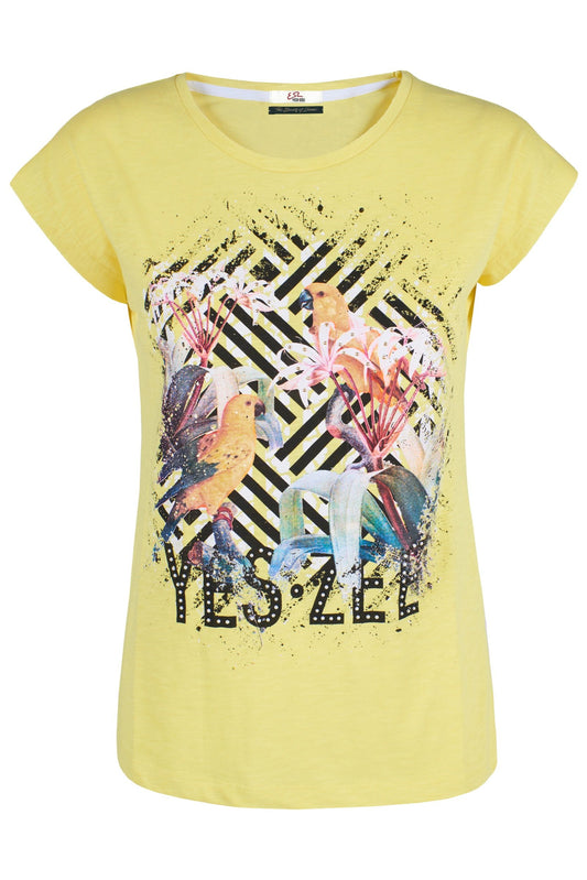 Yellow Cotton Women T-Shirt