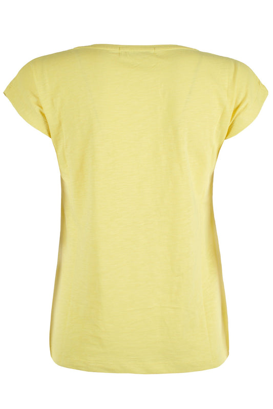 Yellow Cotton Women T-Shirt