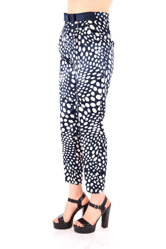 Blue Polyester Women's High-Waisted Trouser