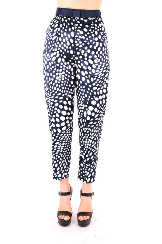 Blue Polyester Women Trouser