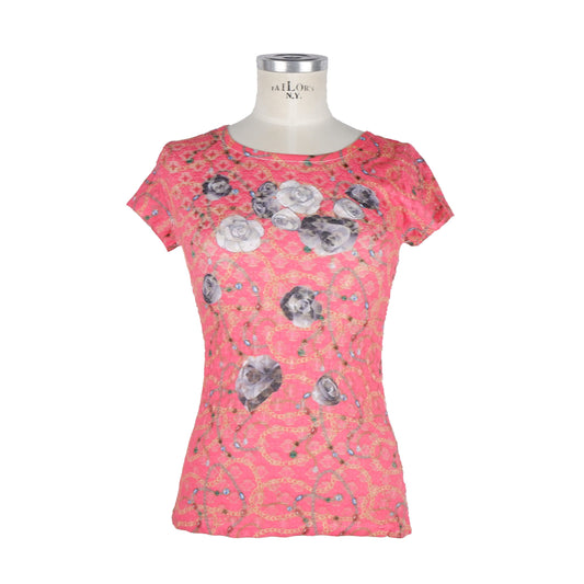 Pink Polyester Women T-Shirt