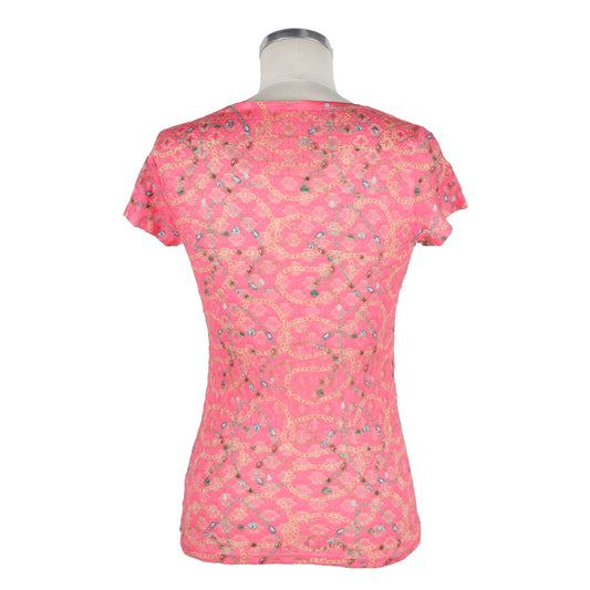 Pink Polyester Women T-Shirt