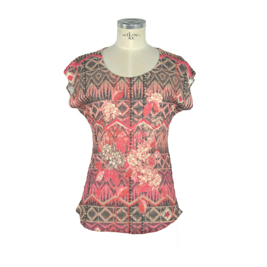 Pink Polyester Women T-Shirt