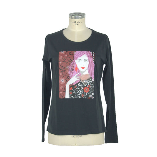 Blue Cotton Women T-Shirt