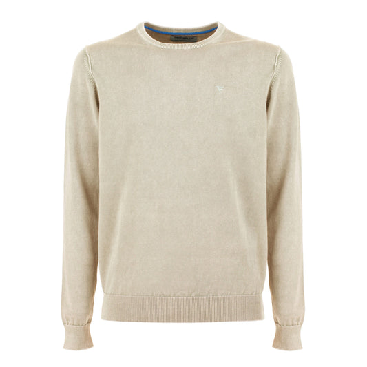 Beige Cotton Men Sweater
