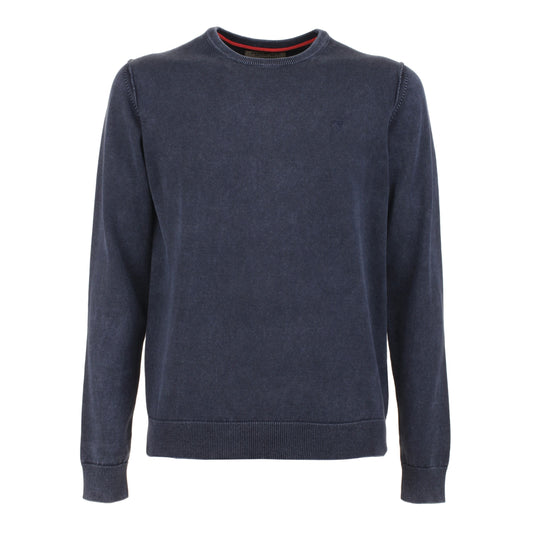 Blue Cotton Men Sweater