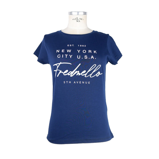 Blue Cotton Women T-Shirt