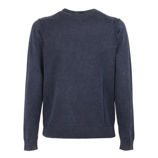 Blue Cotton Men Sweater