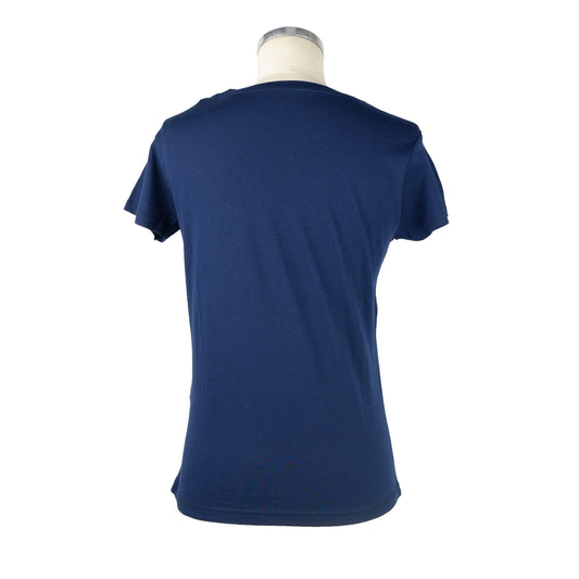 Blue Cotton Women T-Shirt