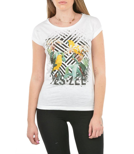 White Cotton Women T-Shirt