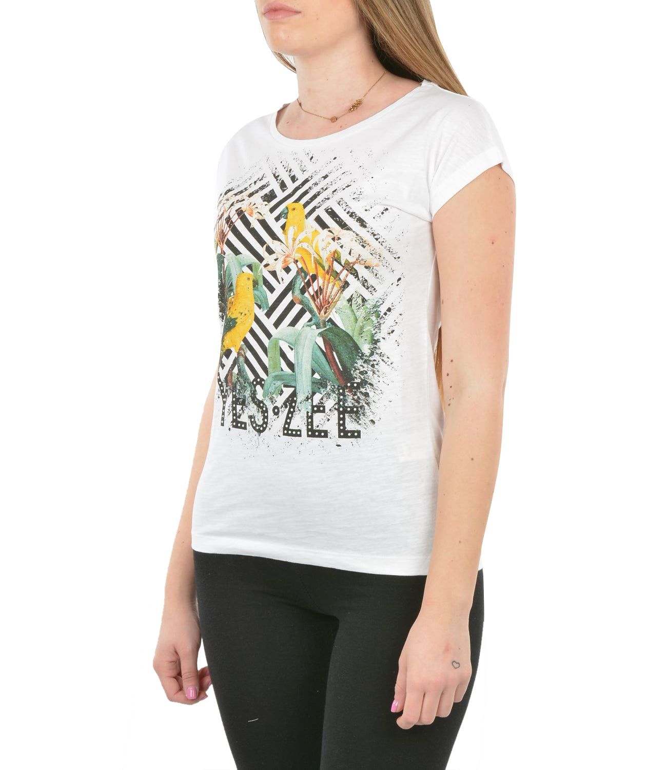 White Cotton Women T-Shirt